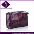 Top Quality Woman Wine Red Clutch Evening Bags Croco PU Leather Cosmetic Bag CB021